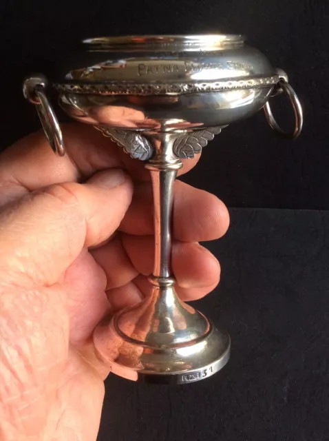 Art Deco Small Silver-Plated Pedestal Two-Handled Bowl with Inscription