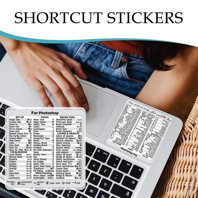 ADHESIVE COMPUTER KEYBOARD Reference Shortcut Sticker ShortcutsSticker ...