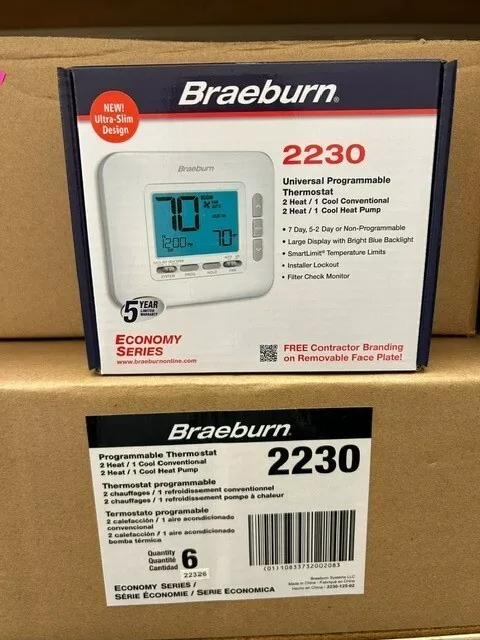 Braeburn 2230 2H/1C Programmable Thermostat with 4.4in Display