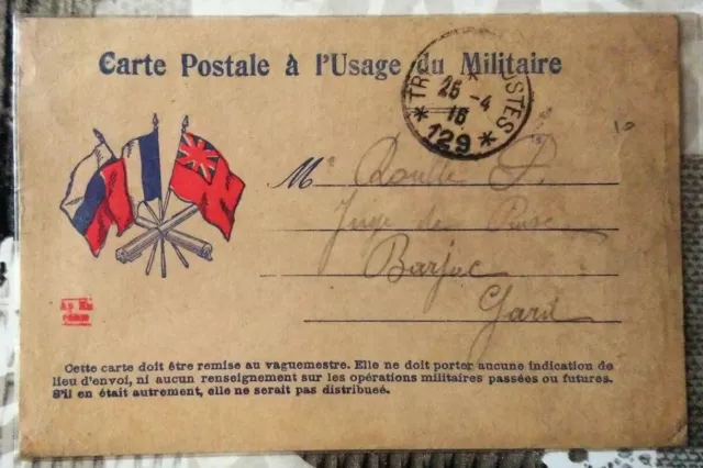 Carte Postale à l'usage du Militaire 1916