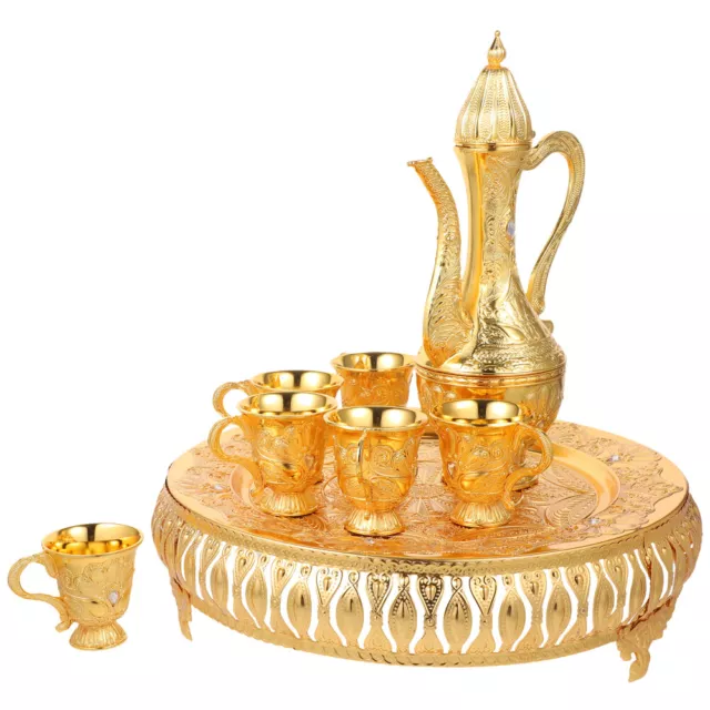 Turkish Tea Glasses & Moroccan Teapot Set - Retro Style Zinc Alloy Kettle