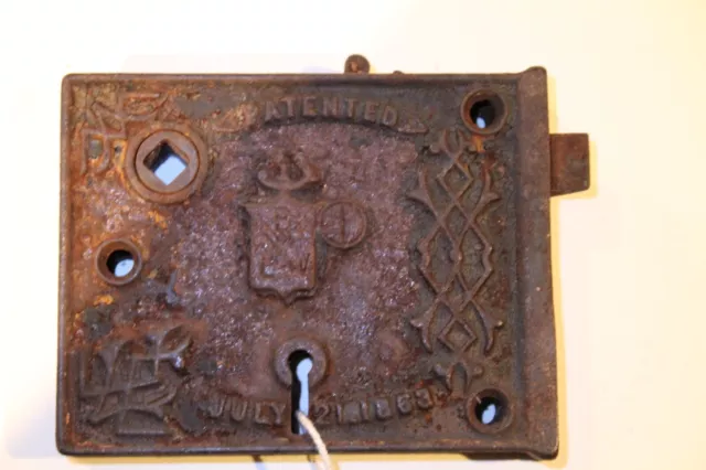 Antique  1863 Rim Lock Civil War Era  Patent - no key