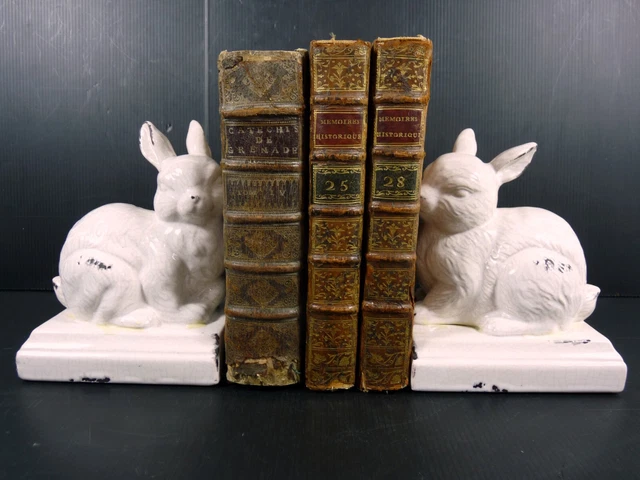 Paire De Serre-livres En Faïence Représentant Des Chiens Pou