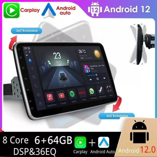 10.1 Zoll Android 12 Autoradio 1 DIN GPS NAVI DAB+ Carplay DSP WiFi 6G+64GB RDS