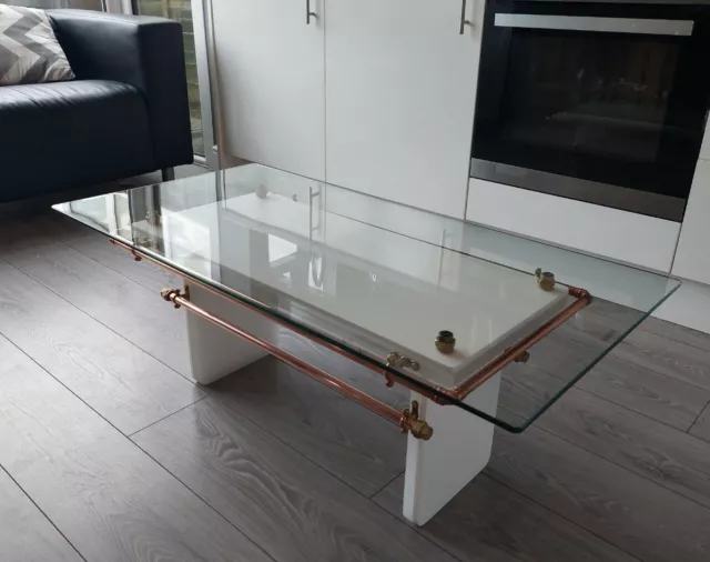 Glass Top Coffee Table, Steampunk, Acrylic, Beautiful Piece. Art Deco