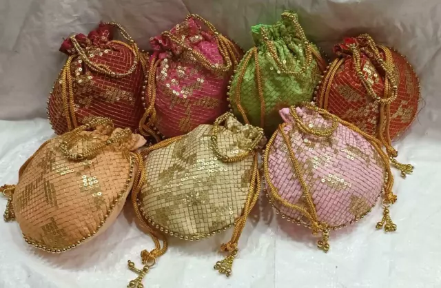 Lot de sac Potli Sac à main pour femmes indiennes Filles Nouveau travail...