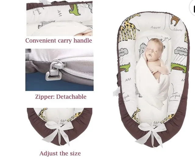 Gray White Unicorn Portable  Baby Crib Lounger Nest Infant Bassinet NEW SEALED