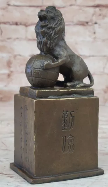 Löwe Auf Kugel Messingskulptur Marmor Statue Figur Foo Hund Clerance Nr