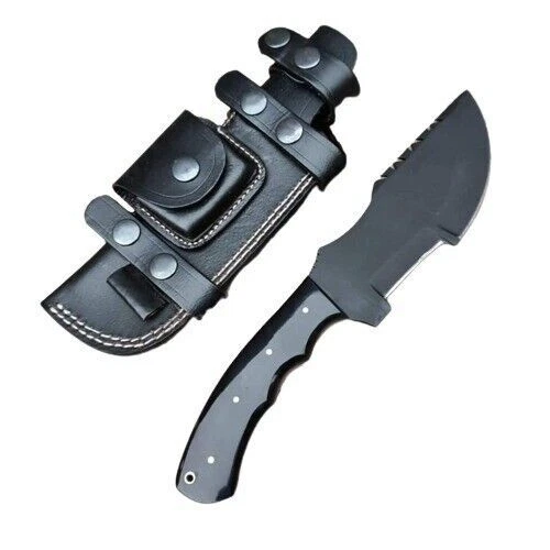 Couteau de traqueur de chasse à manche en corne de buffle en acier D-2 fait...