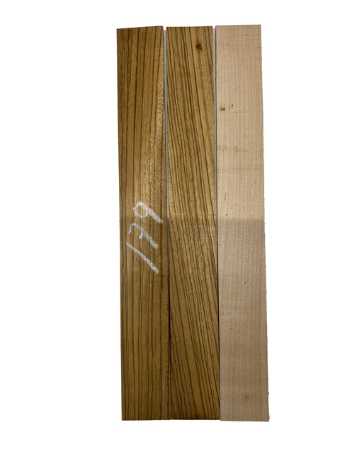 3 Pack, Zebrawood+ Hard Maple  Thin Stock Lumber Board-Wood 16"x 2"x 1/4", #179