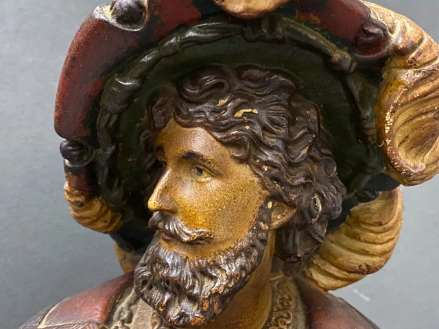 Paire de bustes en plâtre polychrome Fausto et Margherita Acanuti XXe H6198 7