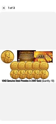 US Steel Wheat Pennies Gold Plated (10 Count)