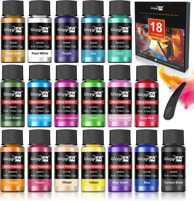 Juego de pigmentos de color resina epoxi en polvo de mica jabón natural grado cosmético pintura tinte