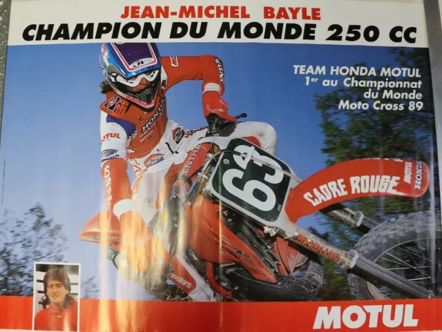 AFFICHE poster HONDA 250 cc MOTO CROSS 1989 Jean-Michel BAYLE MOTUL 60X80cm