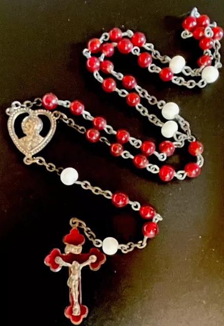 Coronilla de vidrio católica vintage de la preciosa sangre del sacramento
