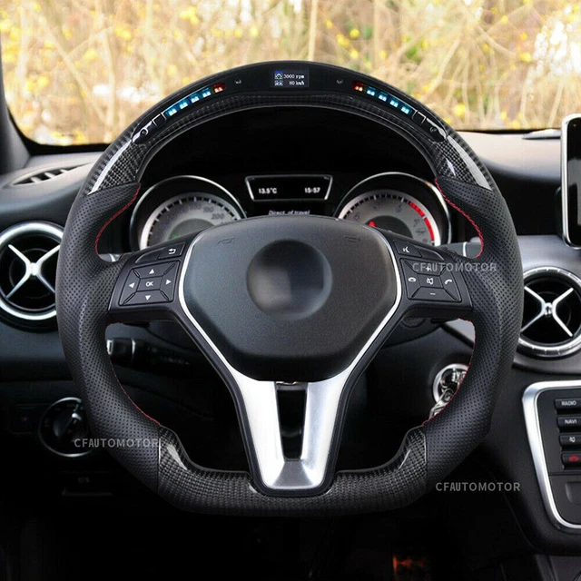 CARBON FIBER LED Perforated Steering Wheel Fit Benz Class A B C W204