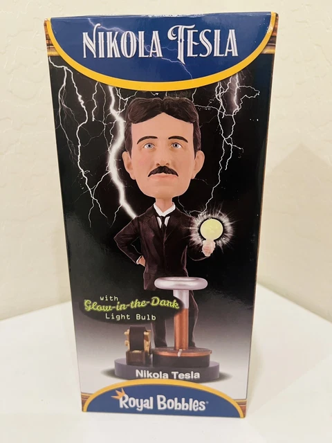 NEW Royal Bobbles NiKOLA TESLA BOBBLEHEAD with a Glow-in-The-Dark Light Bulb