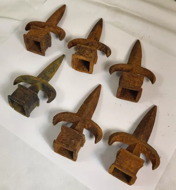 6 Vintage Cast Gate Fence Post Top Topper Spike Finials Wrought Iron