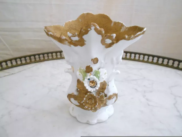 ( 146 ) SUPERBE VASE DE MARIÉE DECOR FLORAL EN PORCELAINE DE PARIS XIX ème