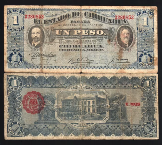 MEXICO 1 PESO 1915 P-S530 x 20 Pcs Lot CHIHUAHUA REVOLUTION REVOLUTIONARY MONEY