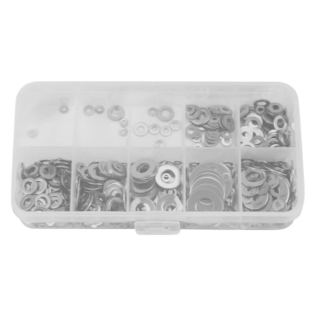 Kleine Zwarte Ringen Set – RVS Sluitringen – M1.4 Tot M4 – 500 Stuks – Met Opbergdoos