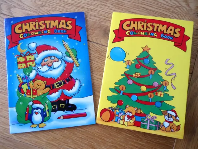 2 CHRISTMAS BOOKS - COLOURING - childrens XMAS girls boys SANTA !!