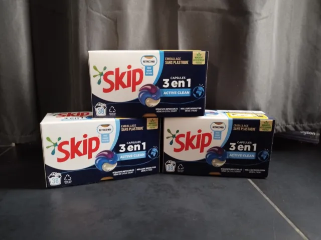 30 capsules lessive 3 en 1 sensitive SKIP prix pas cher