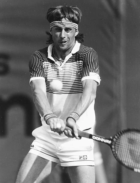 Tennis Swedish Tennis Player Bjorn Borg In Action 1980 OLD PHOTO
