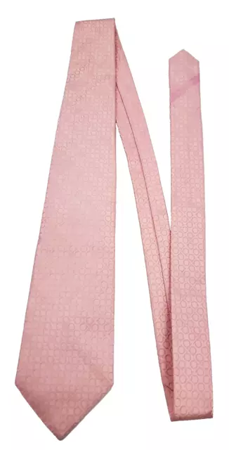 Salvatore Ferragamo Designer Silk Tie Bubble Gum Pink Gancini Logo 58.5" x 3.5" 3