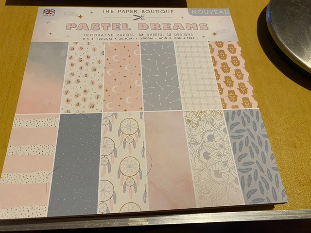 The Paper Boutique - Pastel Dreams - Decorative Papers - 36 8x8 Sheets - New