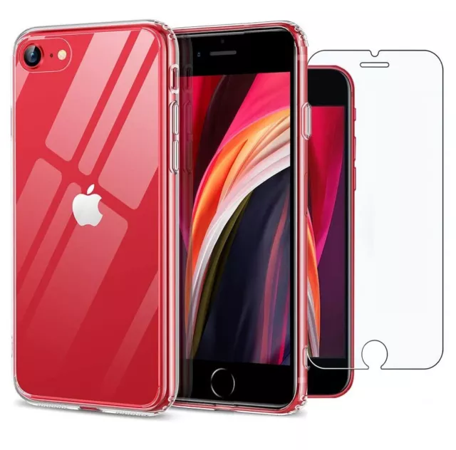 iPhone SE 2020 Hülle Silikon Handy Schutz Cover TPU Case Transparent + 9H GLASS