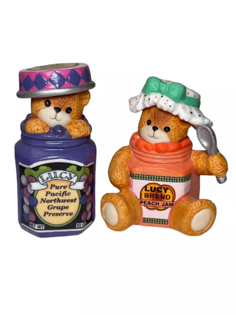 Enesco Lucy & Me Lucy Rigg Bears-Grape Preserves & Peach Jam ‘95 Lot of 2 Signed