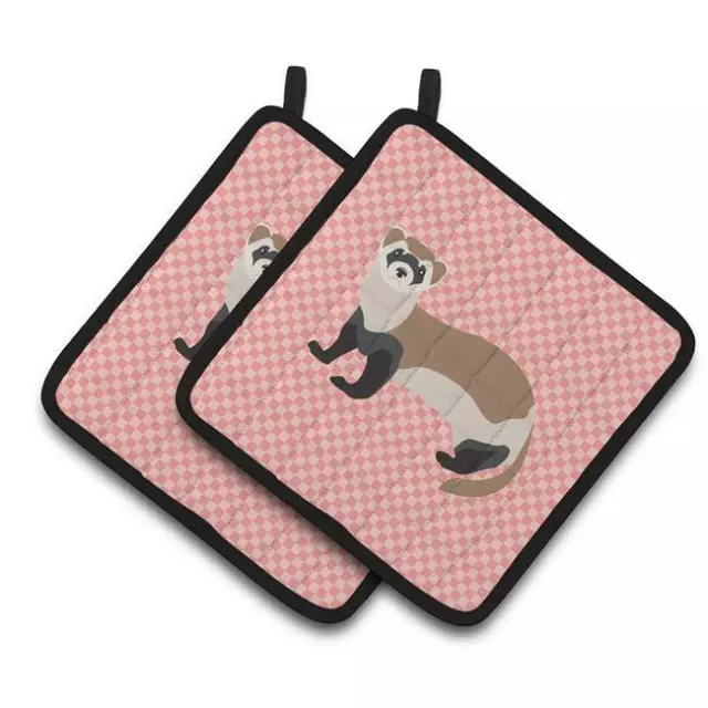 Carolines Treasures BB7878PTHD Ferret Pink Check Pair of Pot Holders