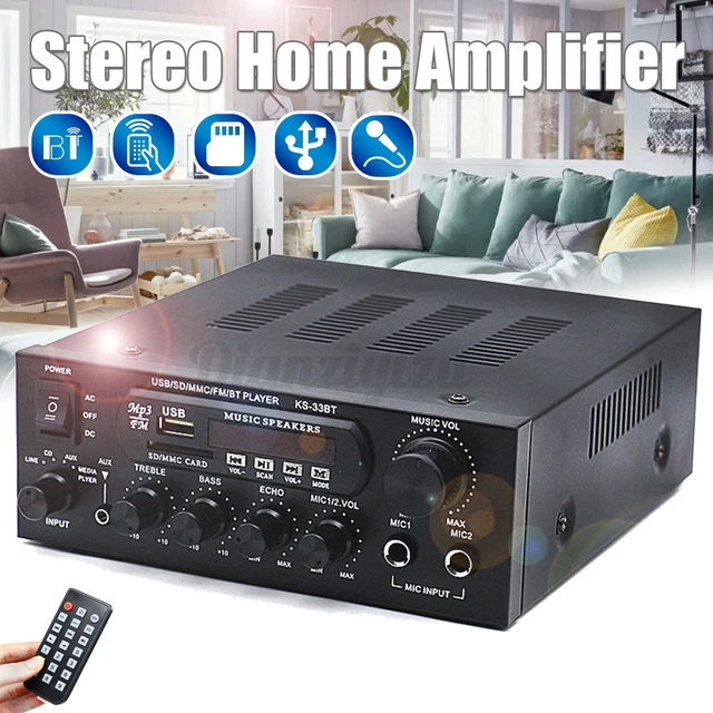 1000W bluetooth Stéréo Amplificateur 2CH Hifi Tuner Télécommande USB SD Micro
