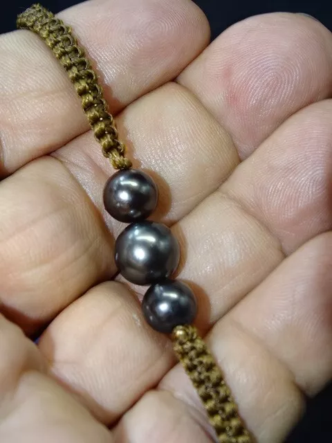 bracelet tressé 3 perles de Tahiti