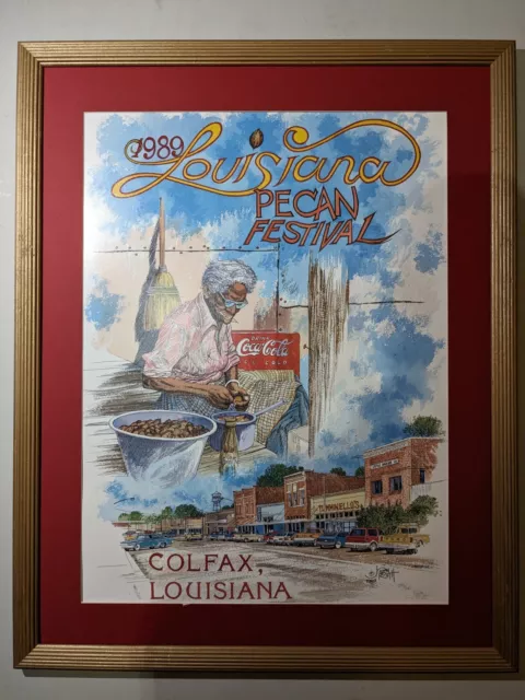 1989 Louisiana Pecan Festival Poster Signed Numbered And Framed Stan Routh