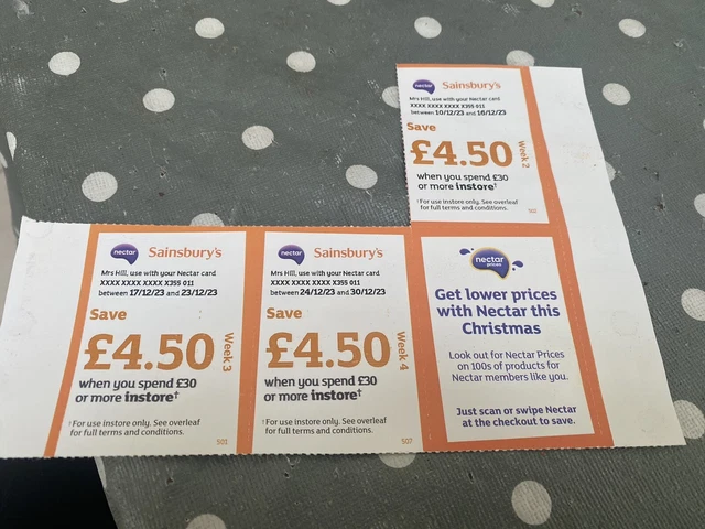 Sainsburys Money Off £30 spend Coupons Vouchers Worth £13.50