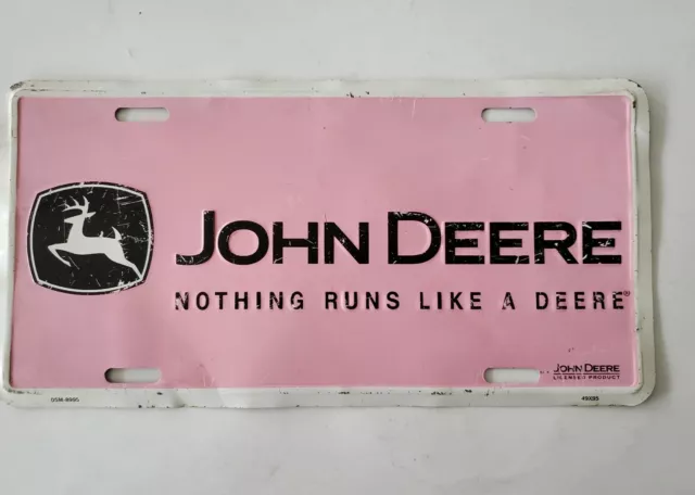 John Deere License Plate Pink Metal Shows Use