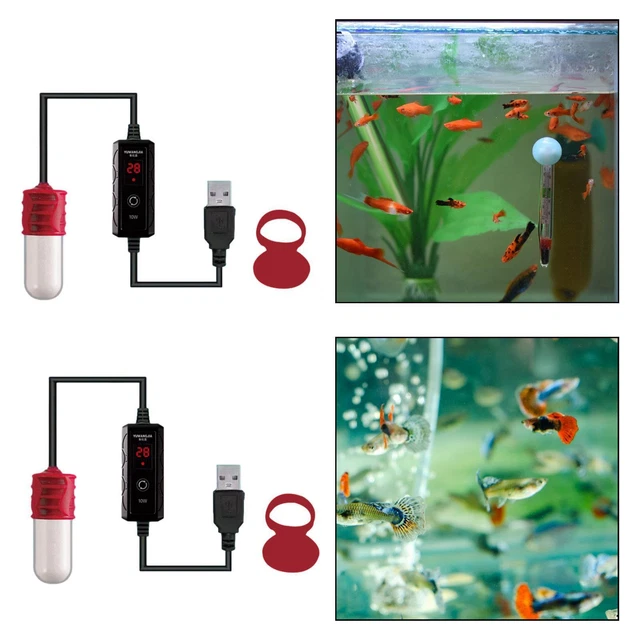 Aquarium Heater with Suction Cup Water Automatic USB 15-34 Degrees 9°F-59°F