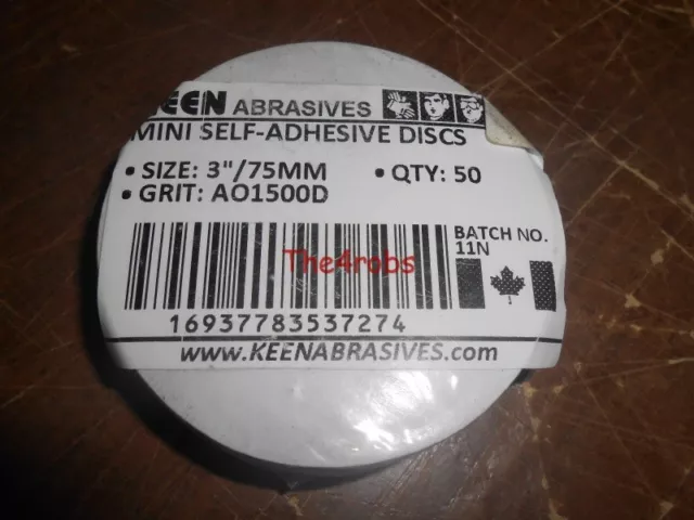 50 Keen Abrasives 3" Self Adhesive Sanding Discs 1500 Grit