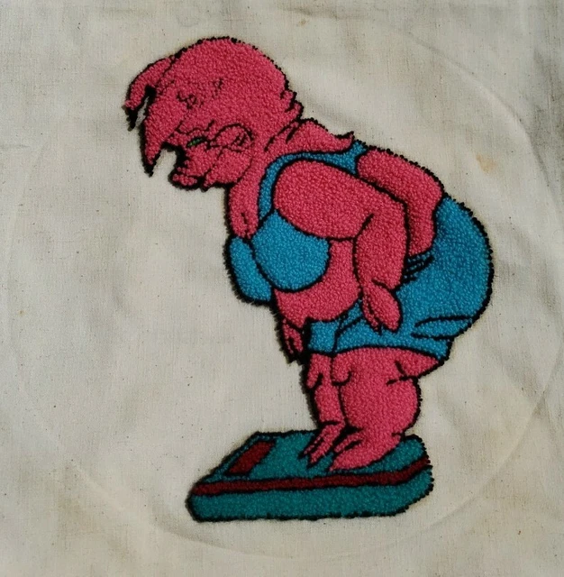 Parche de colección bordado con aguja punzón cerdo a escala aplique artesanal dieta humor Usado en excelente condición