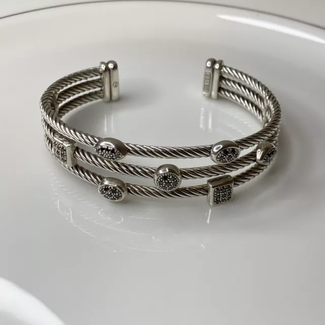 DAVID YURMAN STERLING SILVER Black Diamond NARROW DIAMOND CONFETTI CUFF