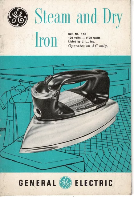 Vintage 1950s GE General Electric F-50 Steam Iron Owner's Manual Booklet