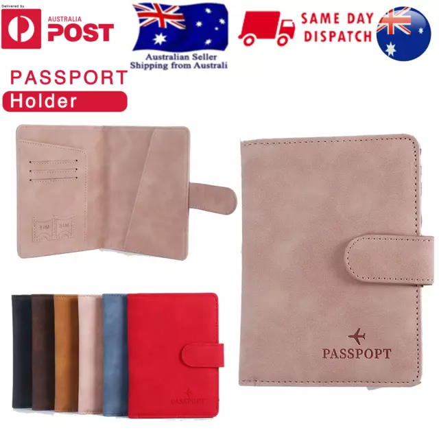 Travel ID Card Wallet Passport Holder Cover RFID Blocking PU Leather Case SIM