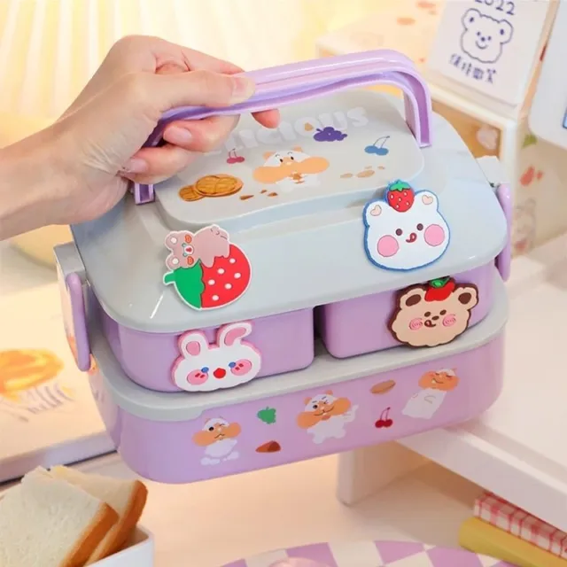 Lunch Box Kid Girls School Plastic Picnic Bento Bag Microwave Food Container