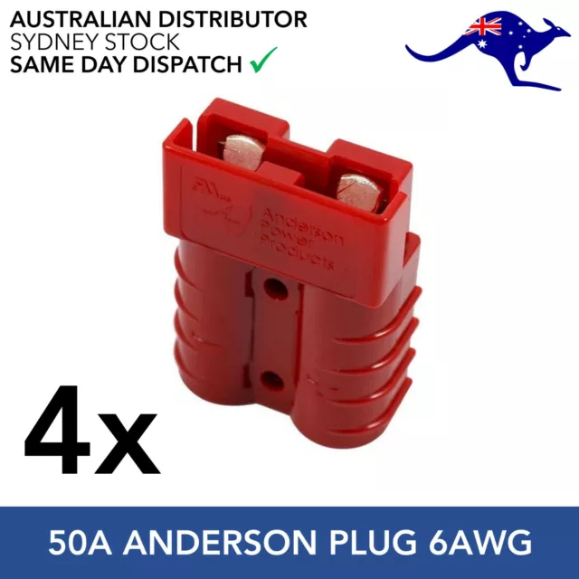 4 x Genuine Anderson APP APP SB50 50AMP 13.3mm² 6 AWG 600V Plug Power IP64 Red