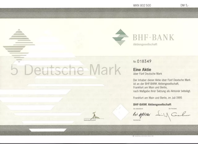 BHF Bank Aktiengesell. Frankfurt 1995 ING Group Oppenheim 1 x 5 DM Sammelaktie