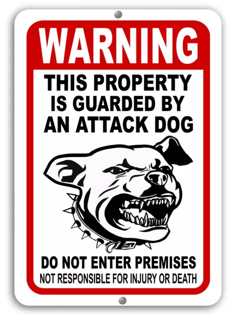 BEWARE OF DOG Sign Attack Dog on Duty Guard Dog 8"x 12" Aluminum Metal Warning