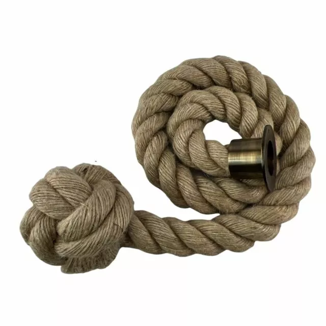 36mm Natural Jute Decking Rope With Man Rope Knot x 2m & Antique Brass Cup