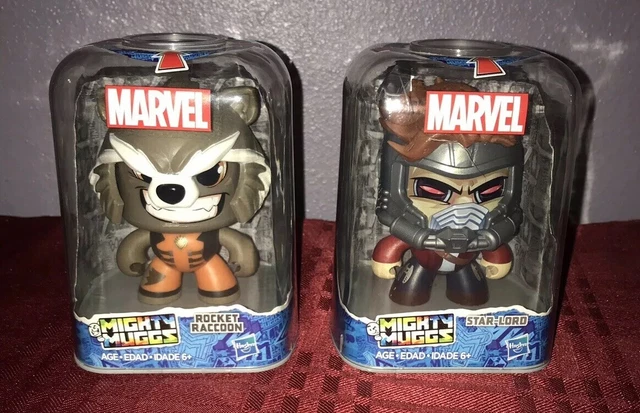 Marvel Mighty Muggs Lot ROCKET RACCOON & STAR-LORD press head to change face